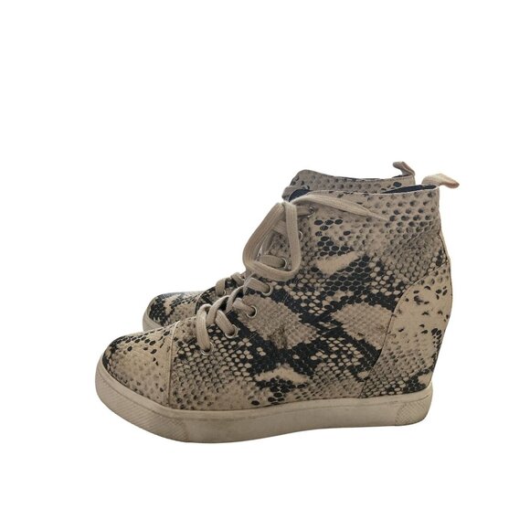 Madden Girl Women's Size 8 Textile Snake Print hidden heel Wedge Sneakers shoe - Picture 2 of 7